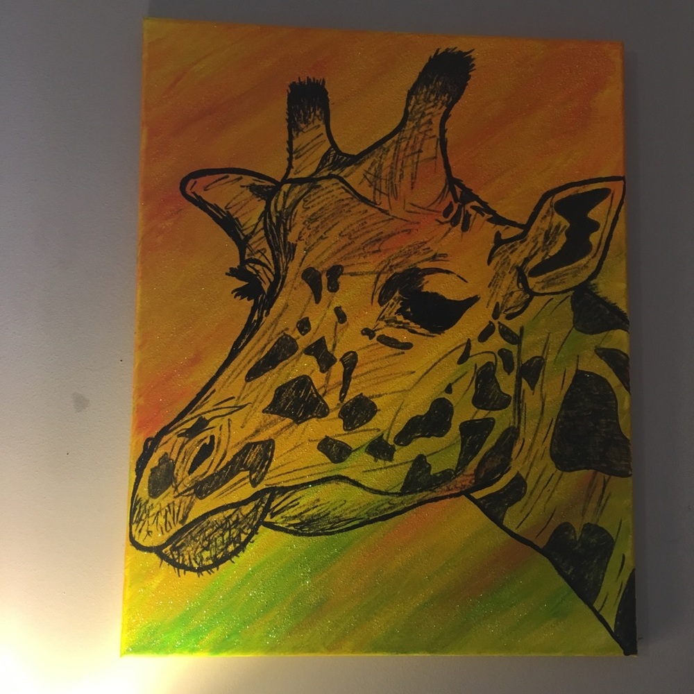 Giraffe glitter painting✨🦒. Hand painted by me 🤗